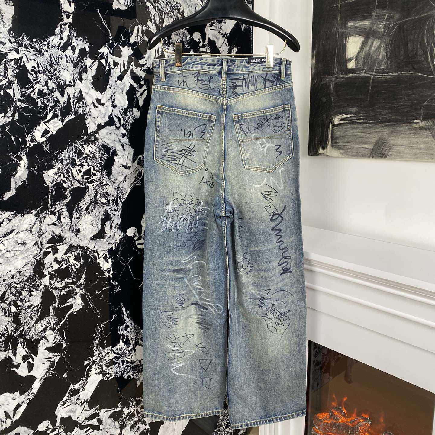 Balenciaga Graffiti Baggy Jeans - FashionPlug