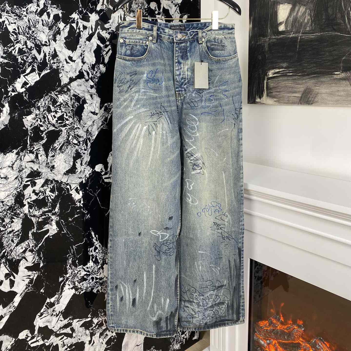 Balenciaga Graffiti Baggy Jeans - FashionPlug