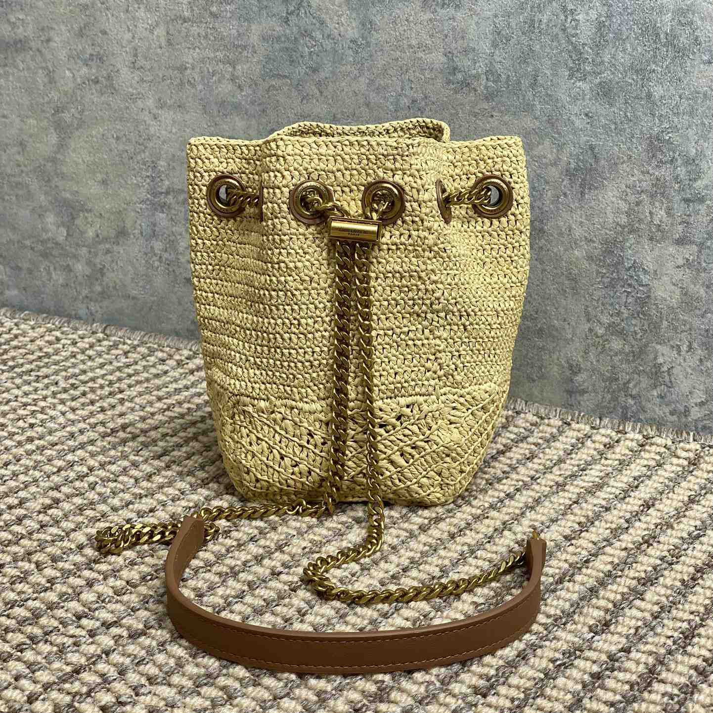 Saint Laurent Mini Joe In Raffia - FashionPlug