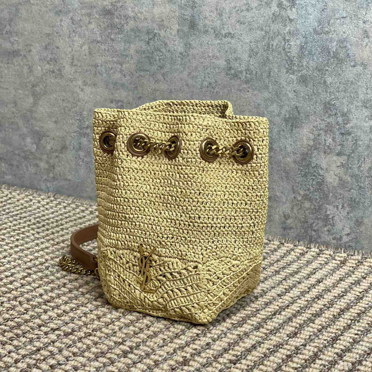 Saint Laurent Mini Joe In Raffia - FashionPlug