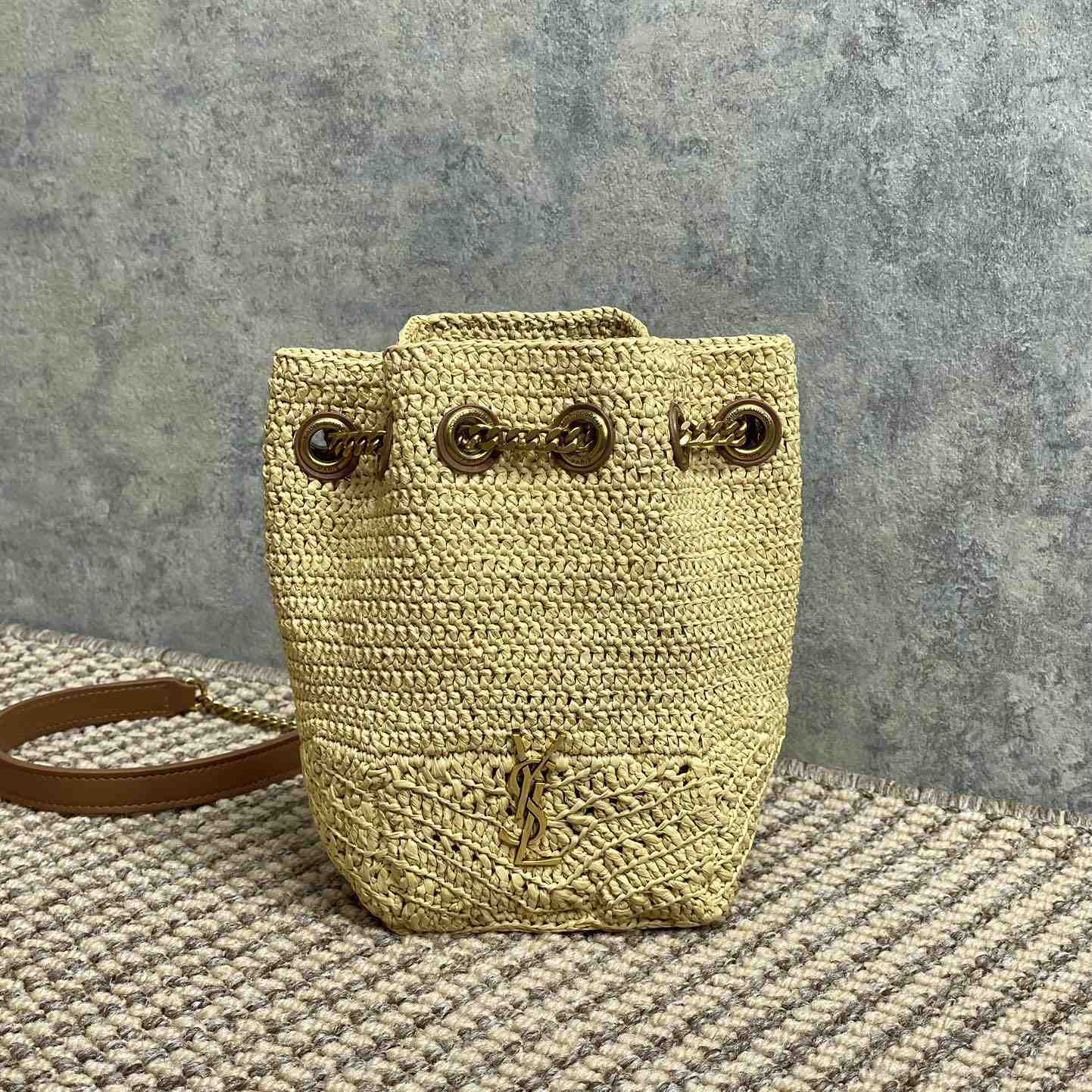 Saint Laurent Mini Joe In Raffia - FashionPlug