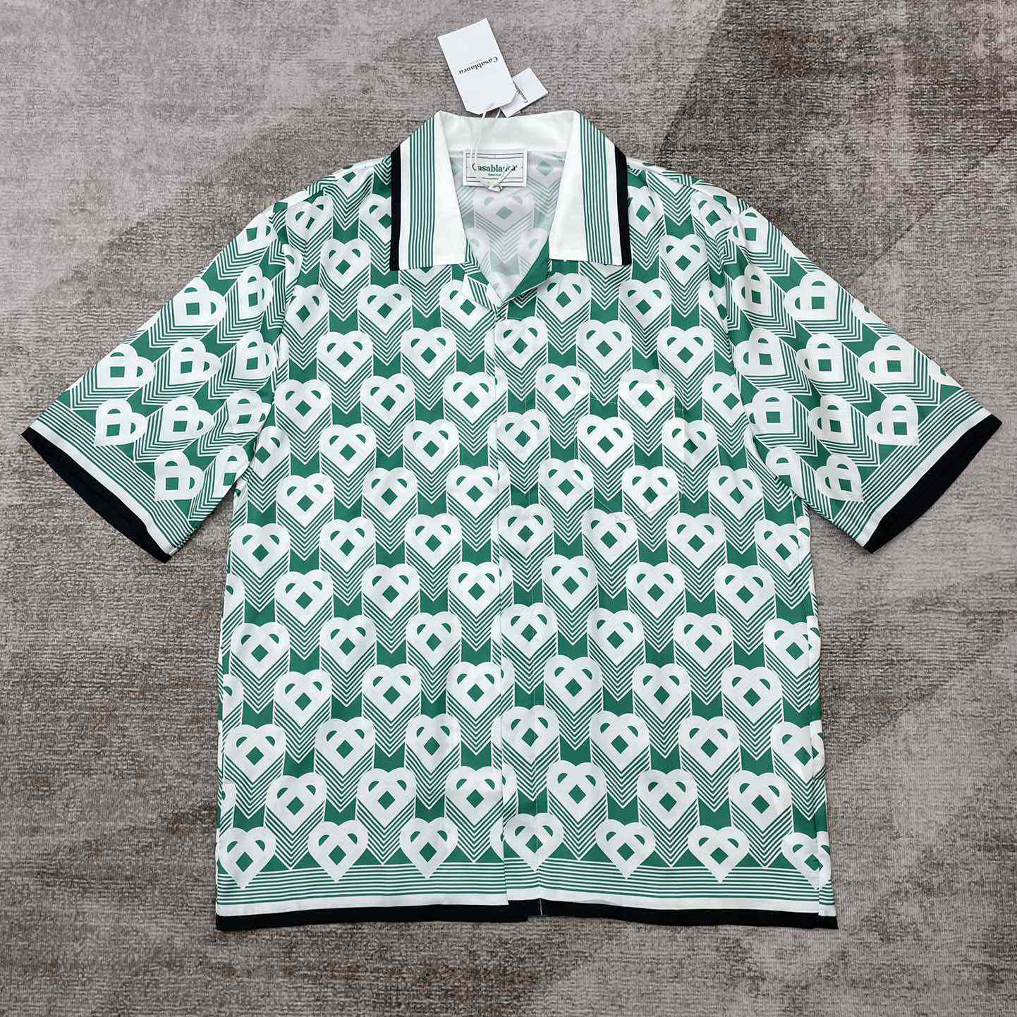 Casablanca Cuban Collar Short-Sleeve Shirt 'Heart Monogram Sport'   CA3482 - FashionPlug