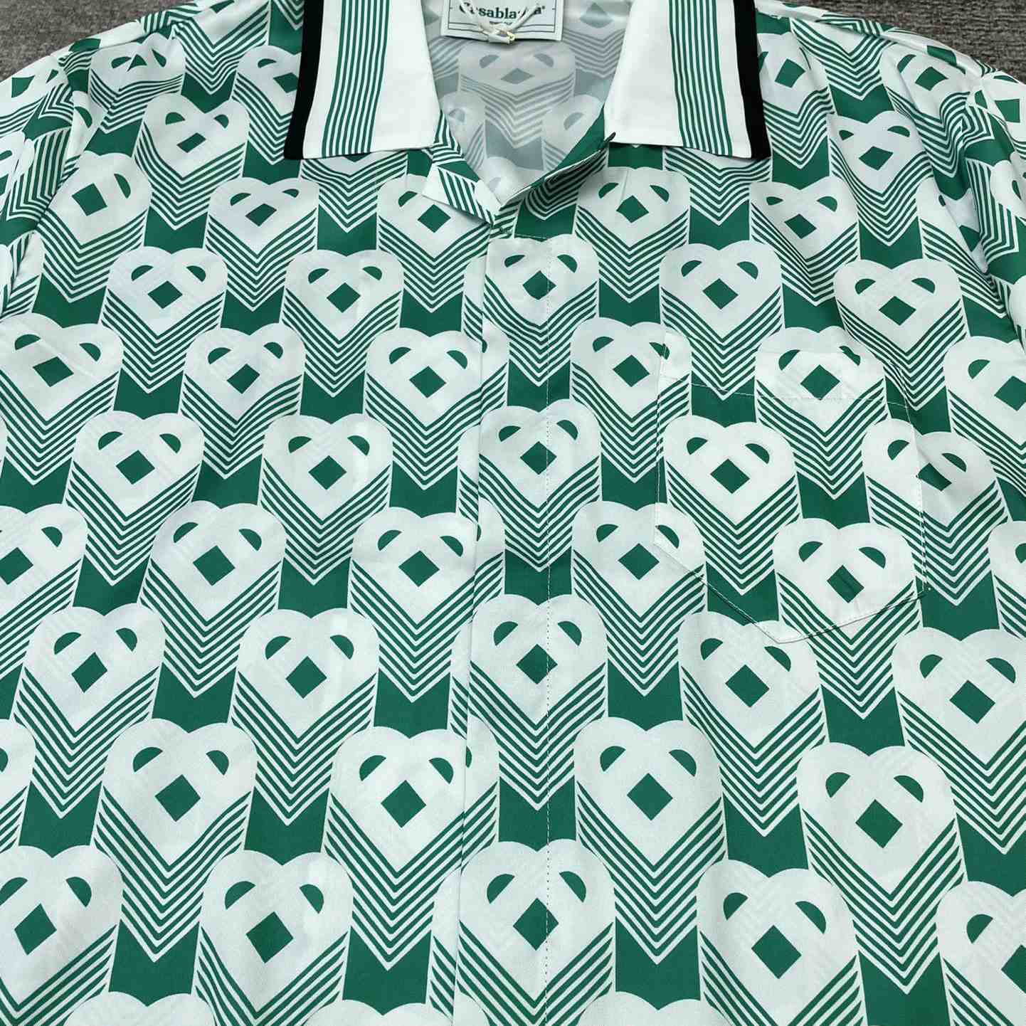 Casablanca Cuban Collar Short-Sleeve Shirt 'Heart Monogram Sport'   CA3482 - FashionPlug