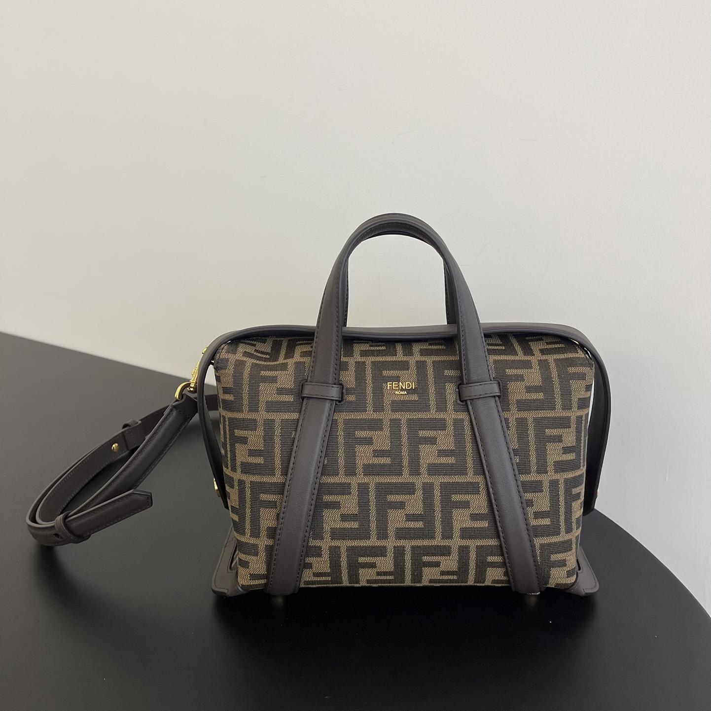 Fendi Boston 365 Brown FF jacquard fabric bag - FashionPlug