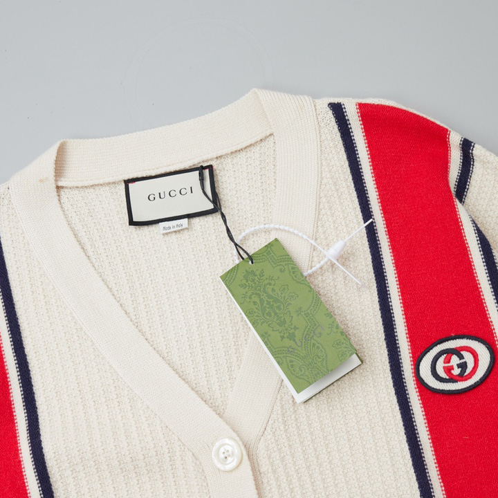 Gucci Knit Cotton Cardigan With Patch - FashionPlug