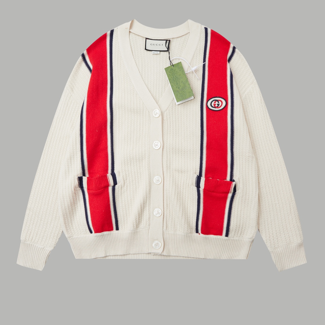 Gucci Knit Cotton Cardigan With Patch - FashionPlug