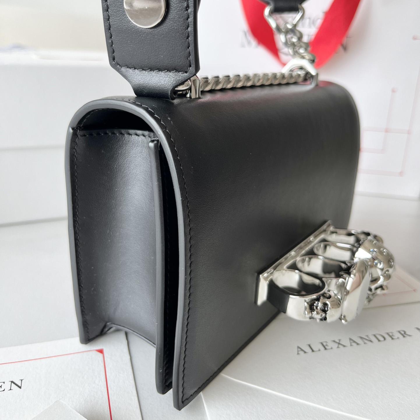 Alexander McQueen The Biker Mini Jewelled Satchel 'Black' (18*12*6cm) - FashionPlug