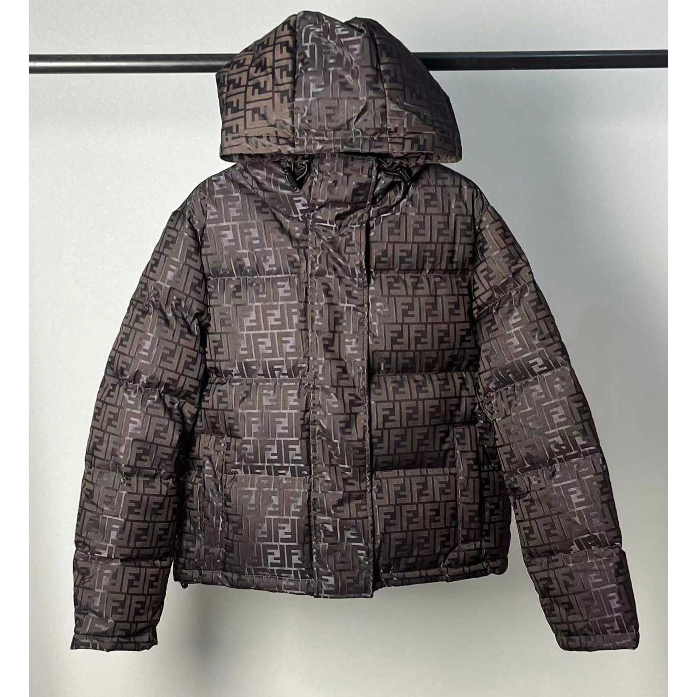 Fendi Brown Tech Fabric Down Jacket - FashionPlug