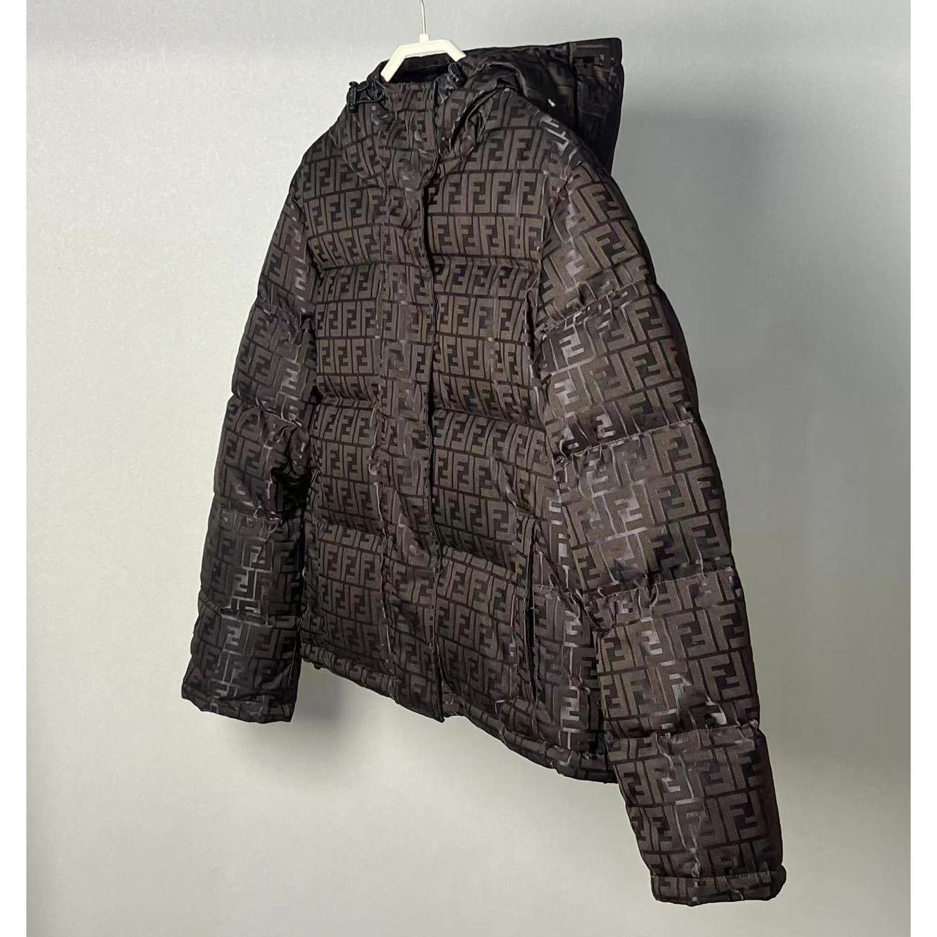 Fendi Brown Tech Fabric Down Jacket - FashionPlug
