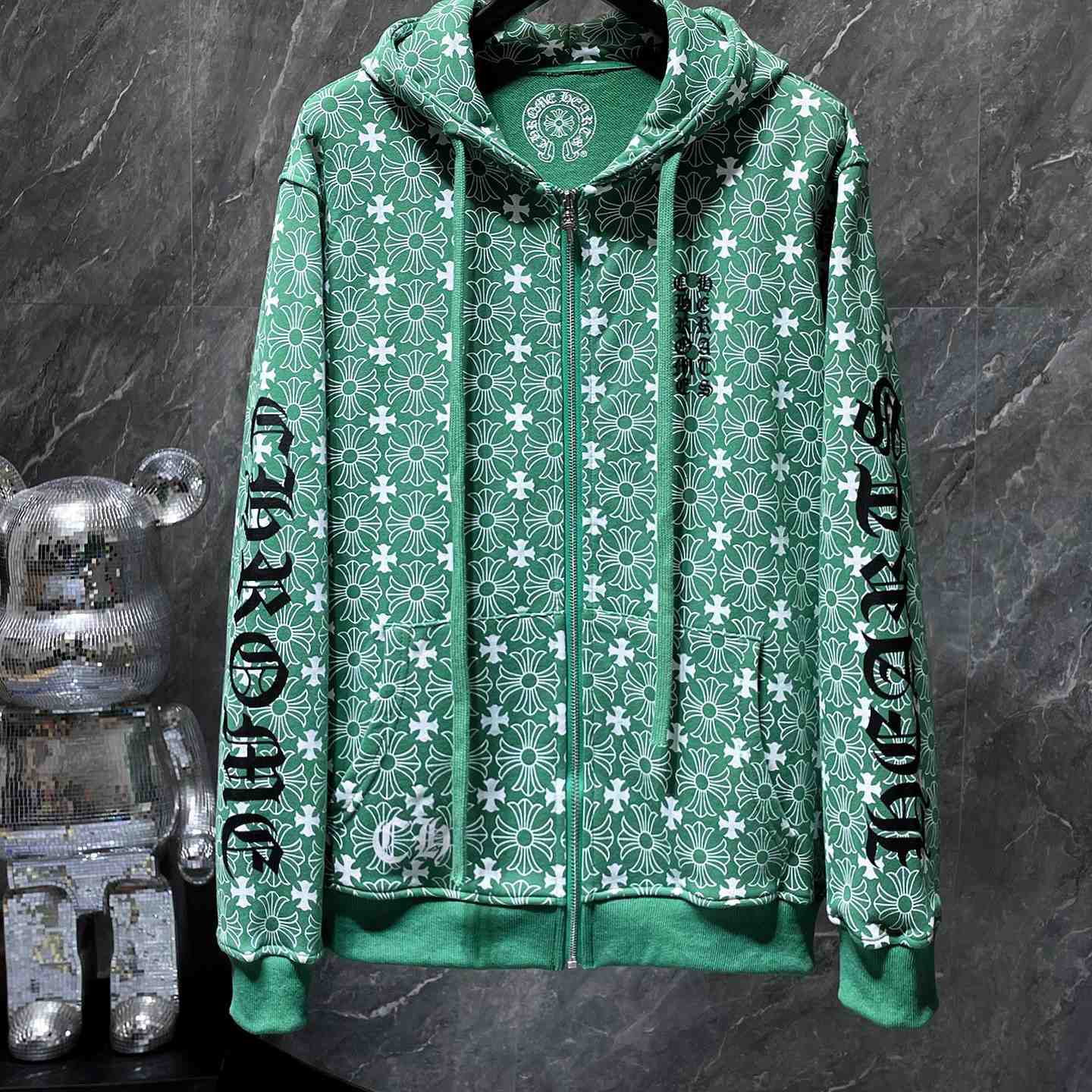 Chrome Hearts Horseshoe Zip Up Hoodie "Motif Green" - FashionPlug