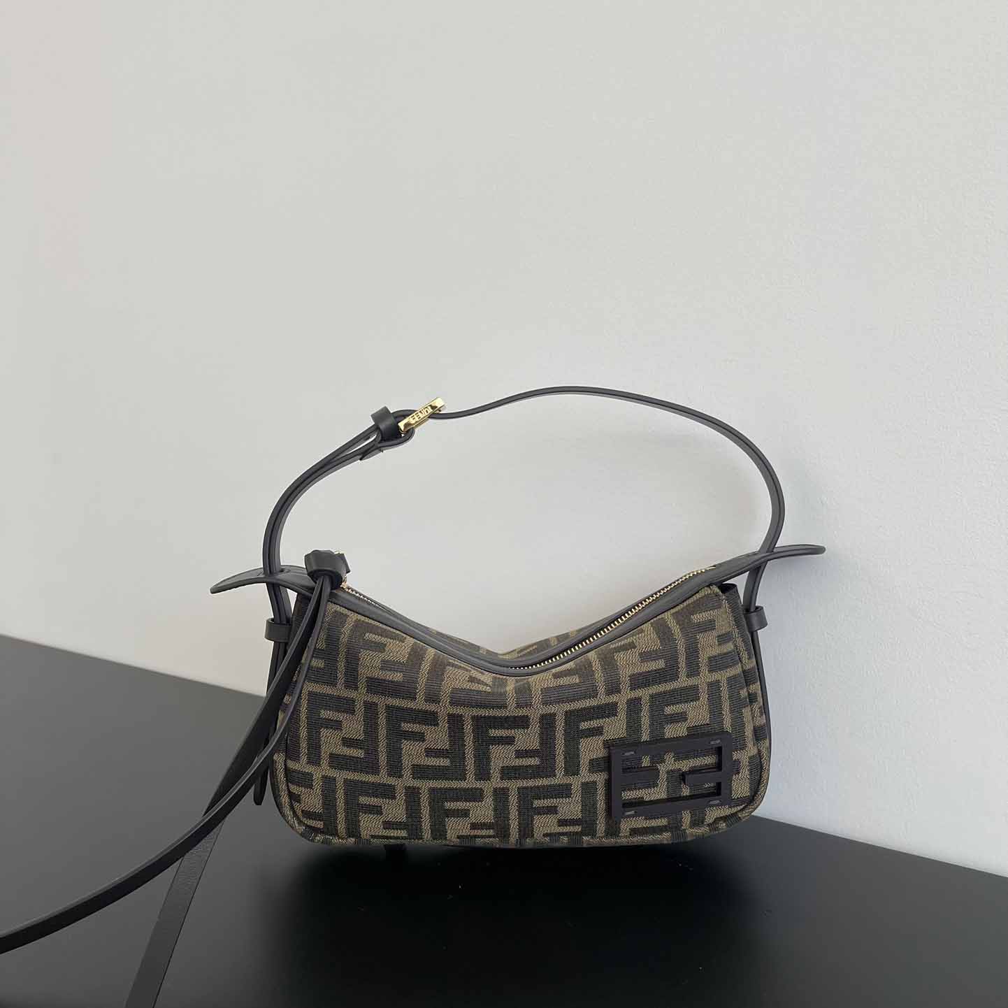 Fendi Simply Fendi Mini Brown FF Jacquard Fabric Mini Bag - FashionPlug