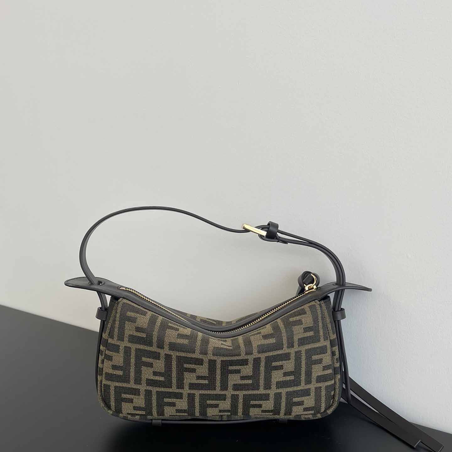 Fendi Simply Fendi Mini Brown FF Jacquard Fabric Mini Bag - FashionPlug