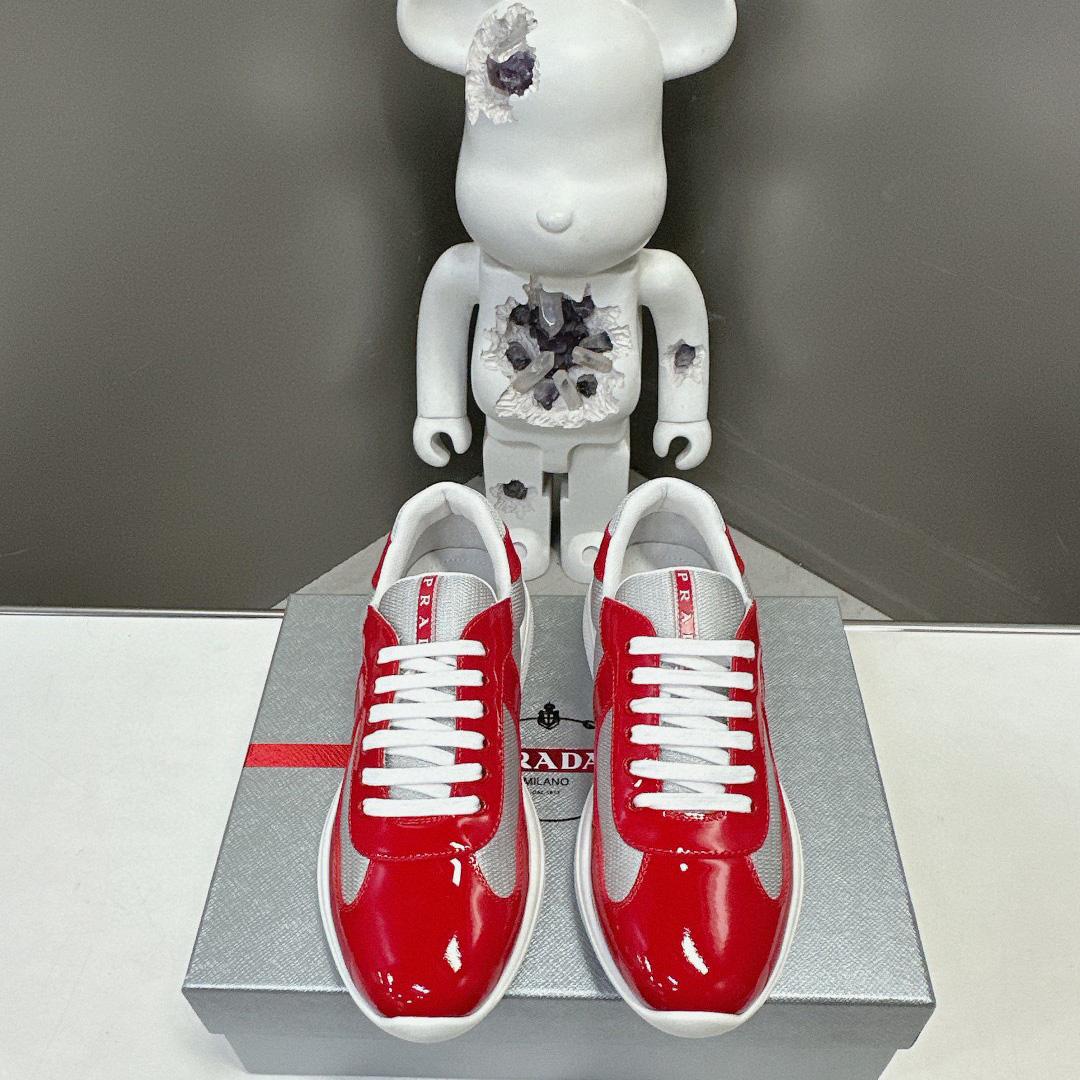 Prada Patent Leather And Technical Fabric Prada America's Cup Sneakers - FashionPlug