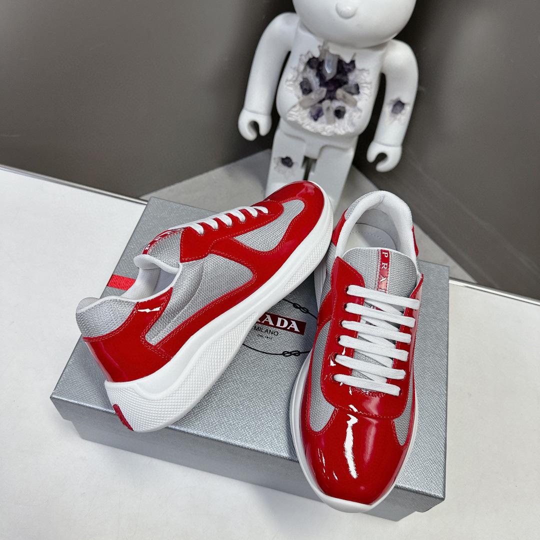 Prada Patent Leather And Technical Fabric Prada America's Cup Sneakers - FashionPlug