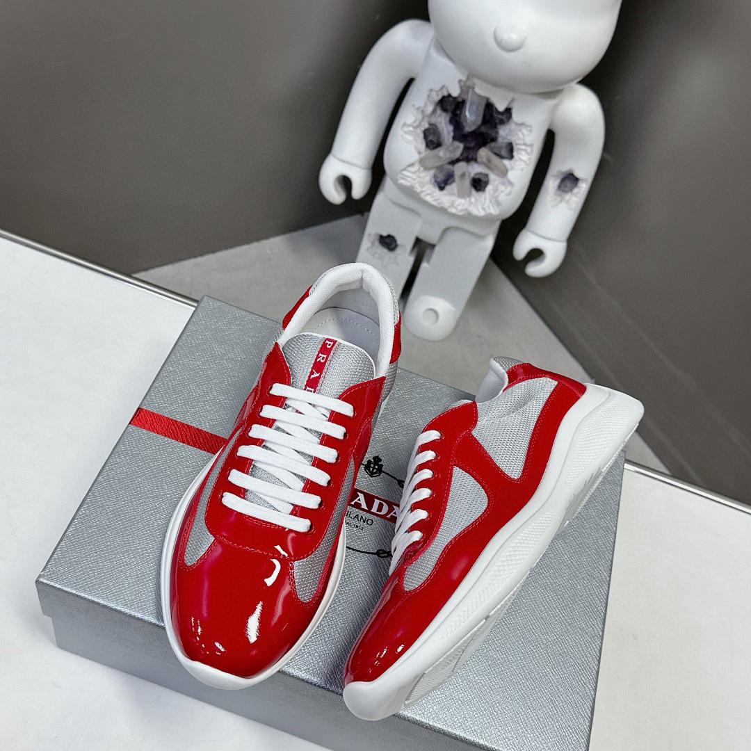 Prada Patent Leather And Technical Fabric Prada America's Cup Sneakers - FashionPlug