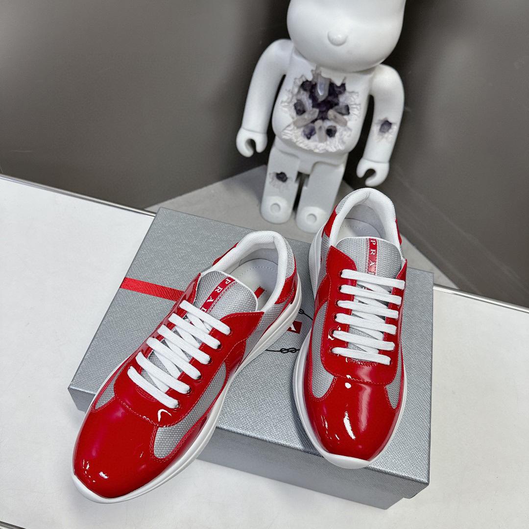 Prada Patent Leather And Technical Fabric Prada America's Cup Sneakers - FashionPlug