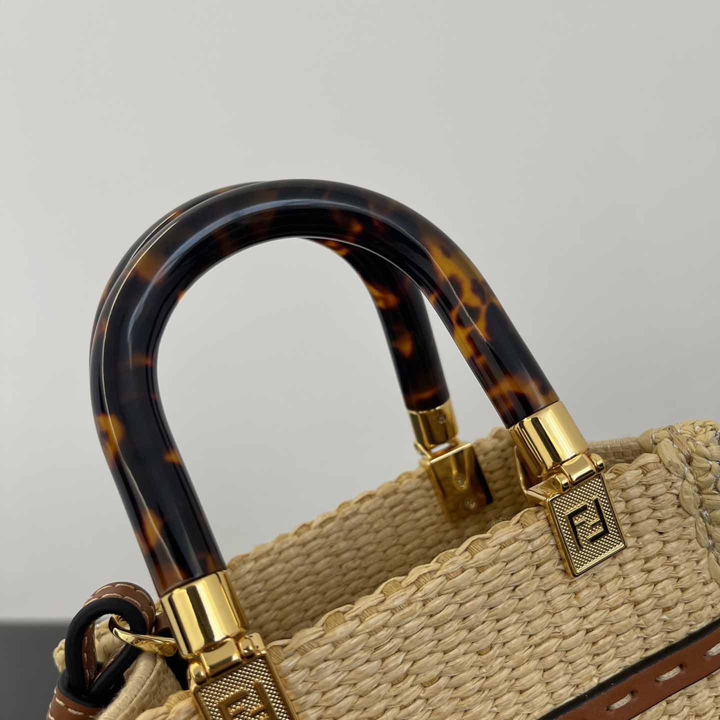 Fendi Mini Sunshine Shopper Beige Cotton Fiber Mini-bag - FashionPlug