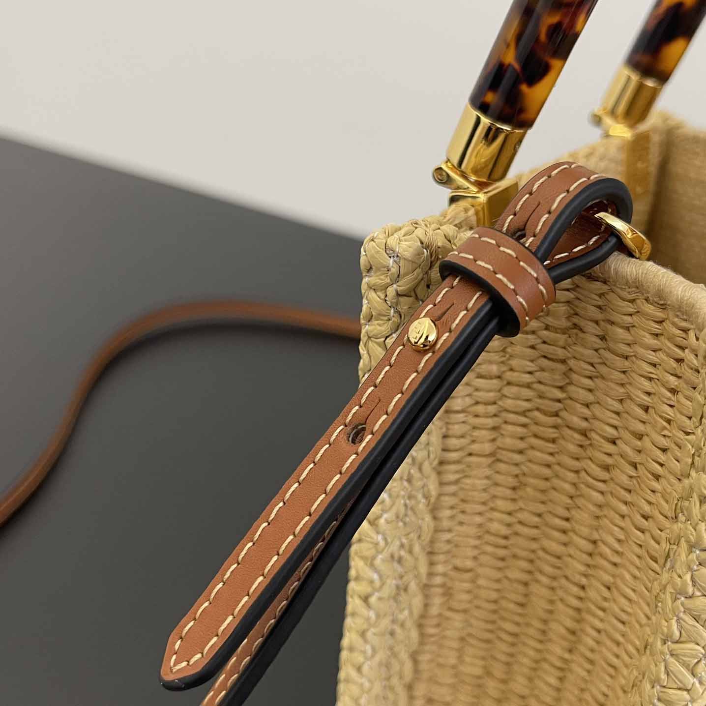 Fendi Mini Sunshine Shopper Beige Cotton Fiber Mini-bag - FashionPlug
