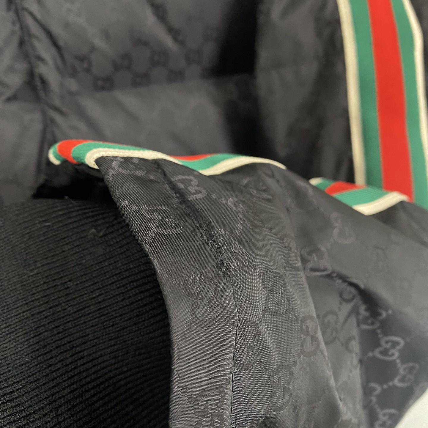Gucci GG Nylon Jacquard Jacket With Web - FashionPlug