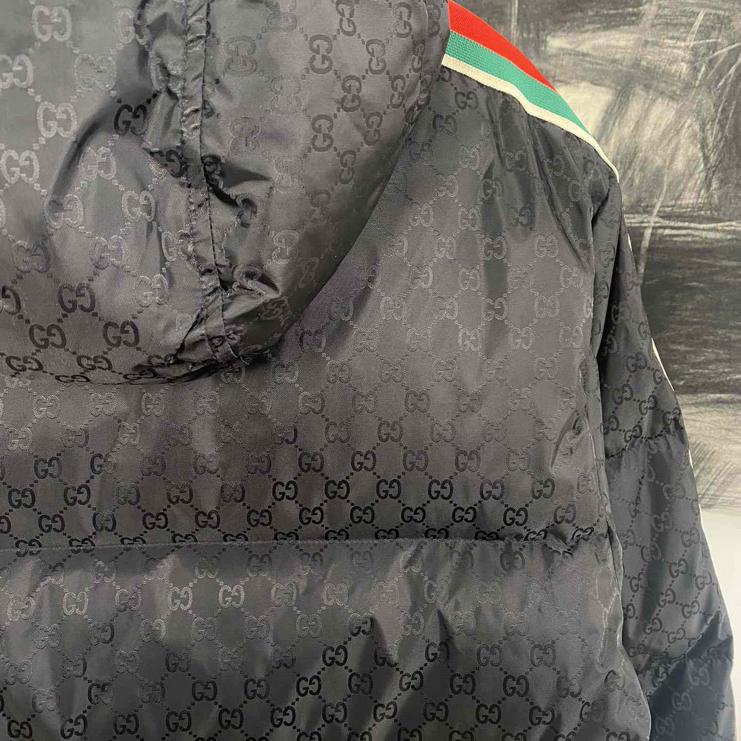 Gucci GG Nylon Jacquard Jacket With Web - FashionPlug