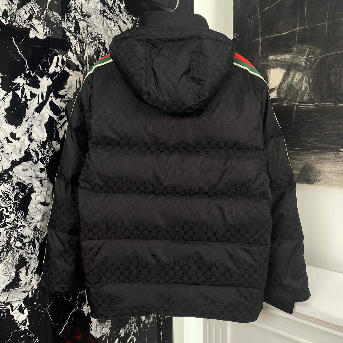 Gucci GG Nylon Jacquard Jacket With Web - FashionPlug