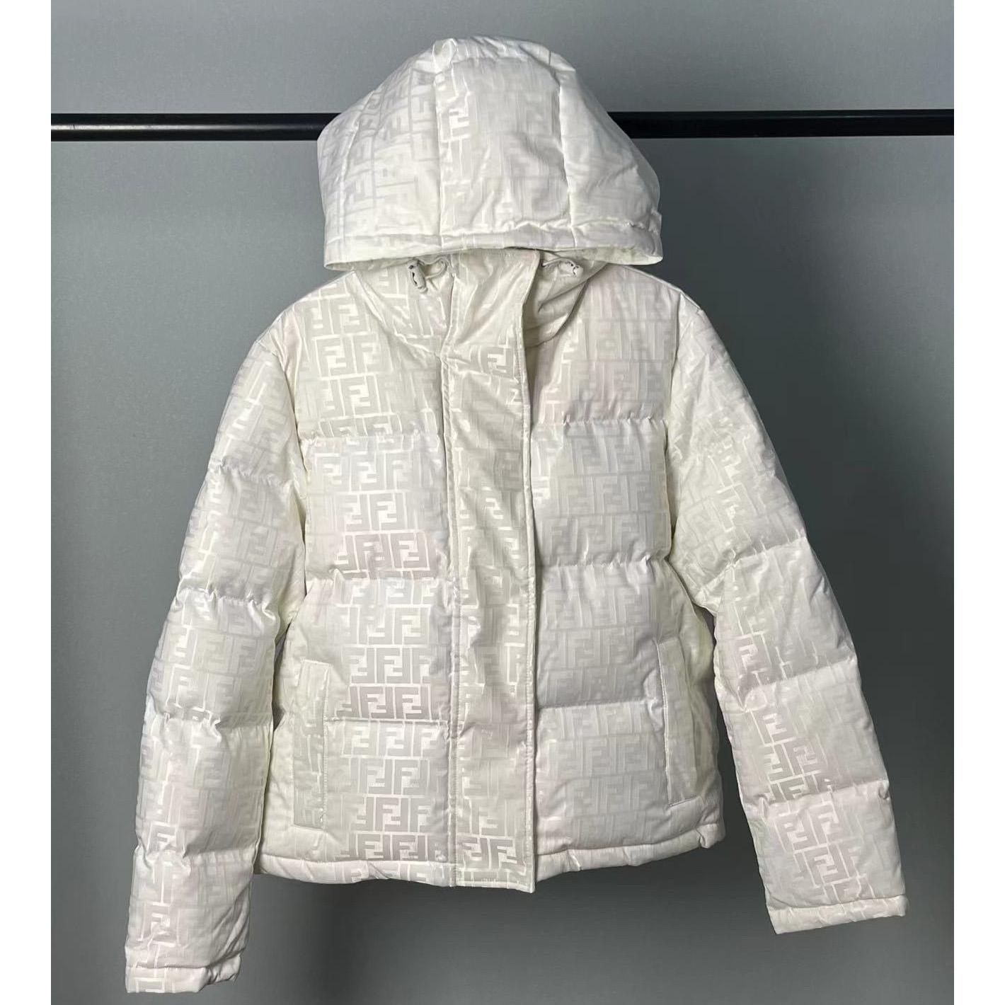Fendi White Tech Fabric Down Jacket - FashionPlug