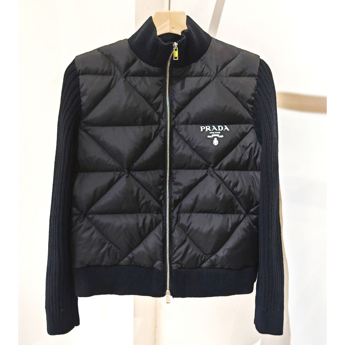 Prada Quilted Re-Nylon And Cashmere Jacket - FashionPlug