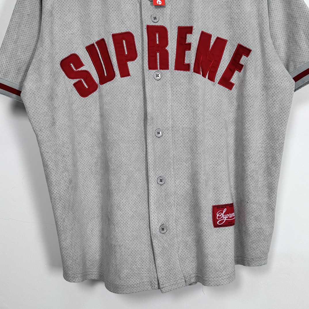 Supreme Ultrasuede Mesh Baseball Jersey - FashionPlug
