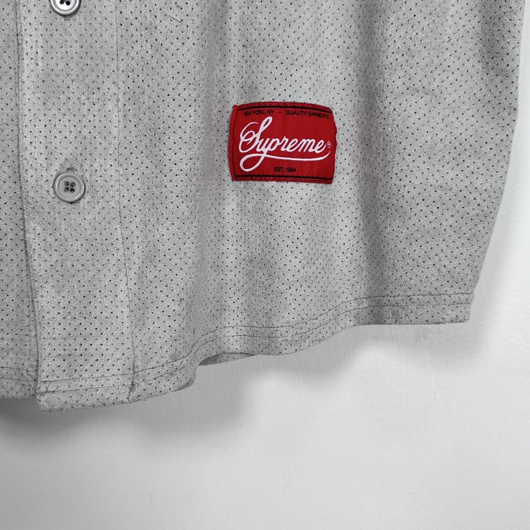 Supreme Ultrasuede Mesh Baseball Jersey - FashionPlug