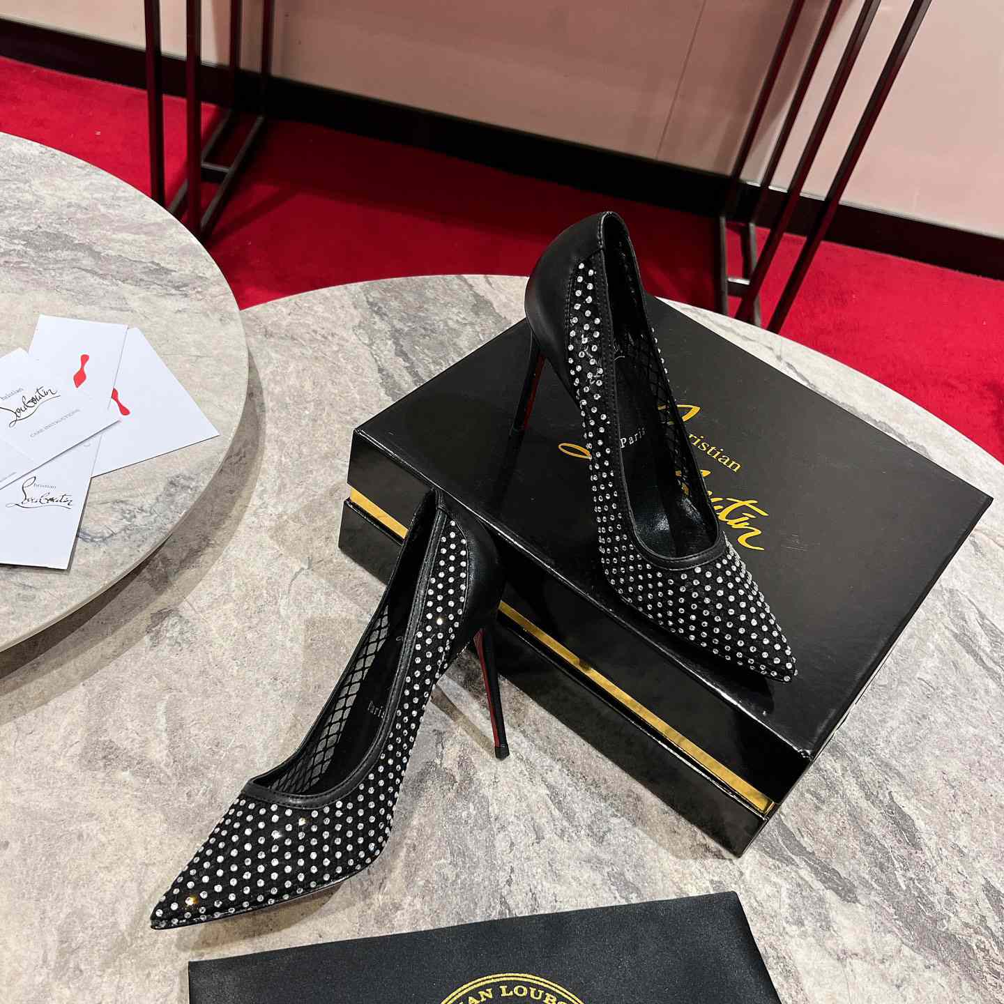 Christian Louboutin Apostropha Mesh Stras  80 mm - FashionPlug