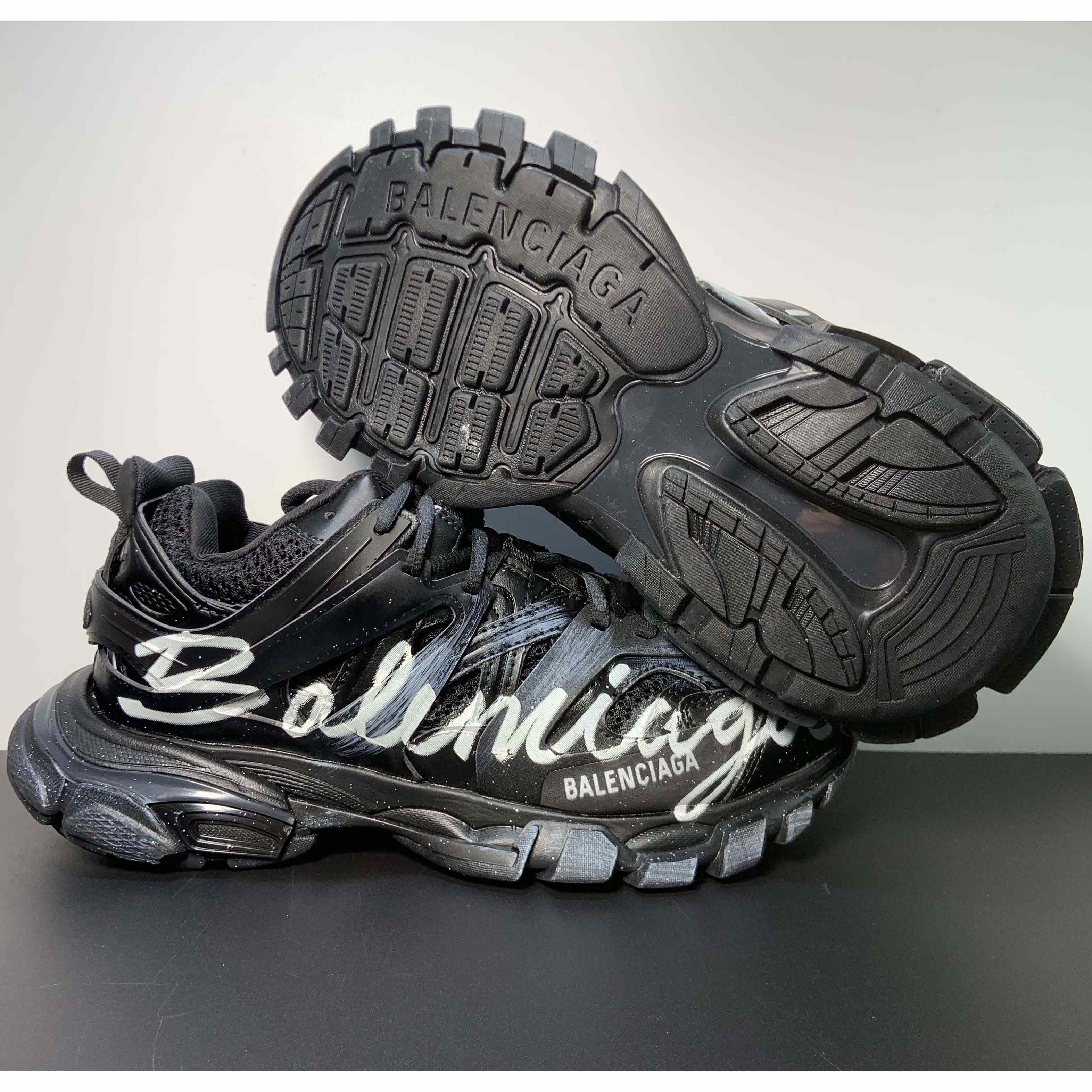 Balenciaga Track Signature Sneaker in black - FashionPlug