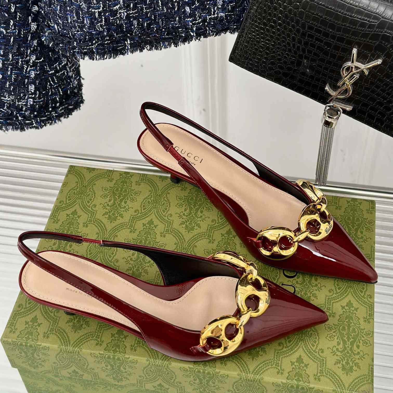 Gucci Women's Slingback With Marina Chain  - FashionPlug