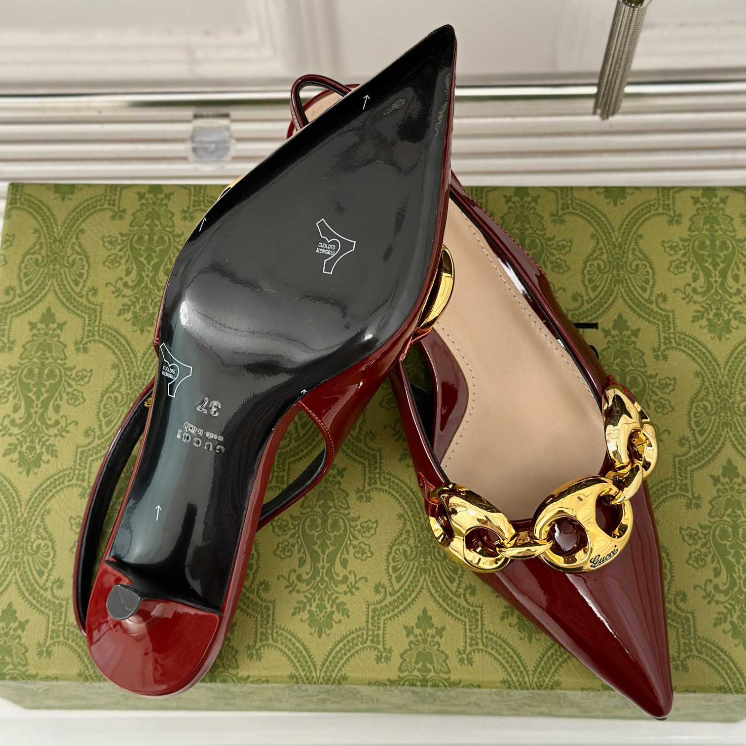Gucci Women's Slingback With Marina Chain  - FashionPlug