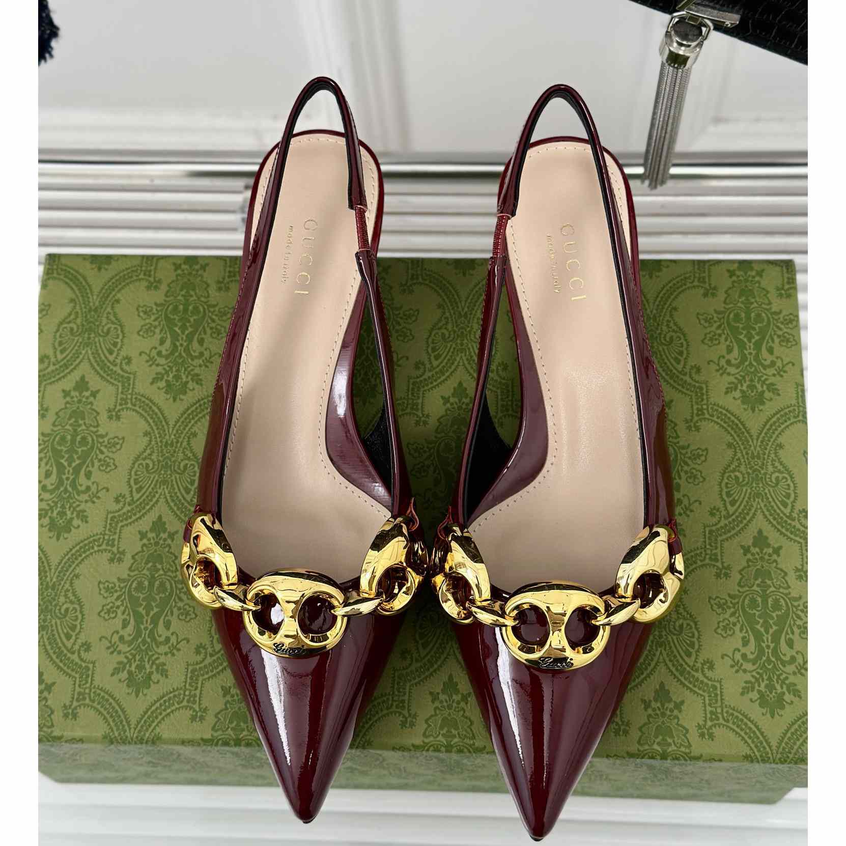 Gucci Women's Slingback With Marina Chain  - FashionPlug