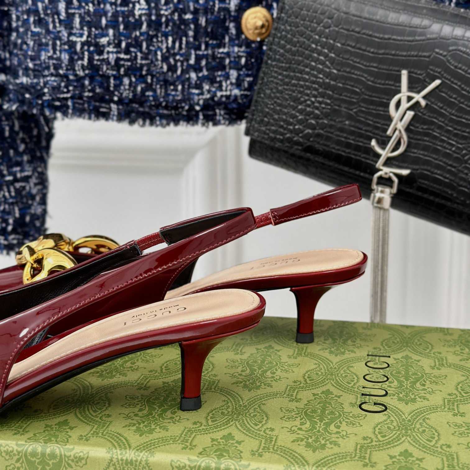 Gucci Women's Slingback With Marina Chain  - FashionPlug