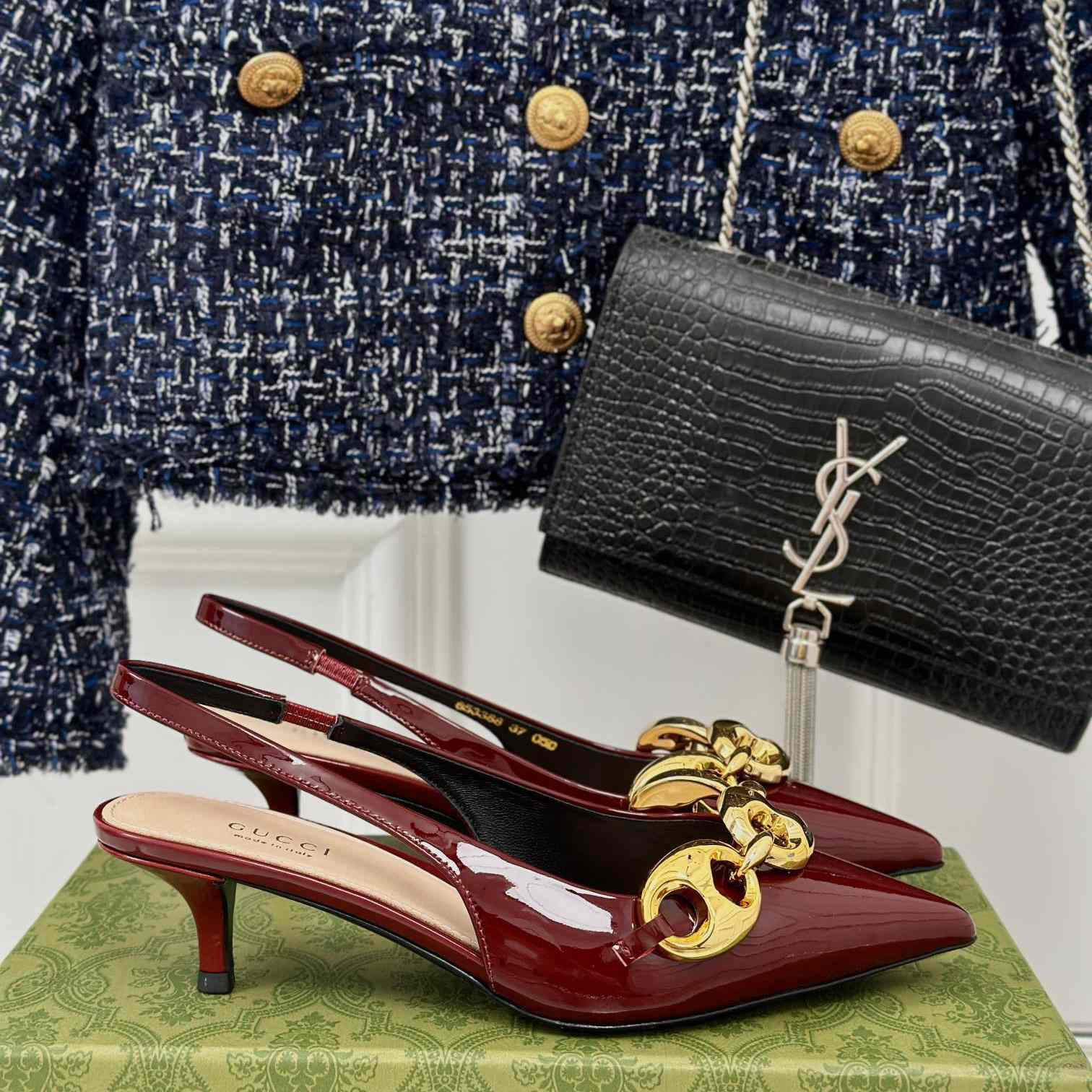 Gucci Women's Slingback With Marina Chain  - FashionPlug
