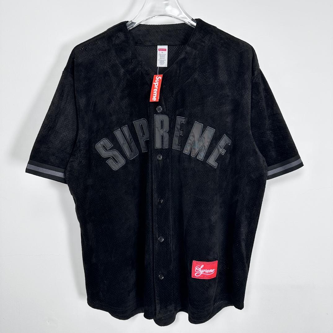 Supreme Ultrasuede Mesh Baseball Jersey - FashionPlug