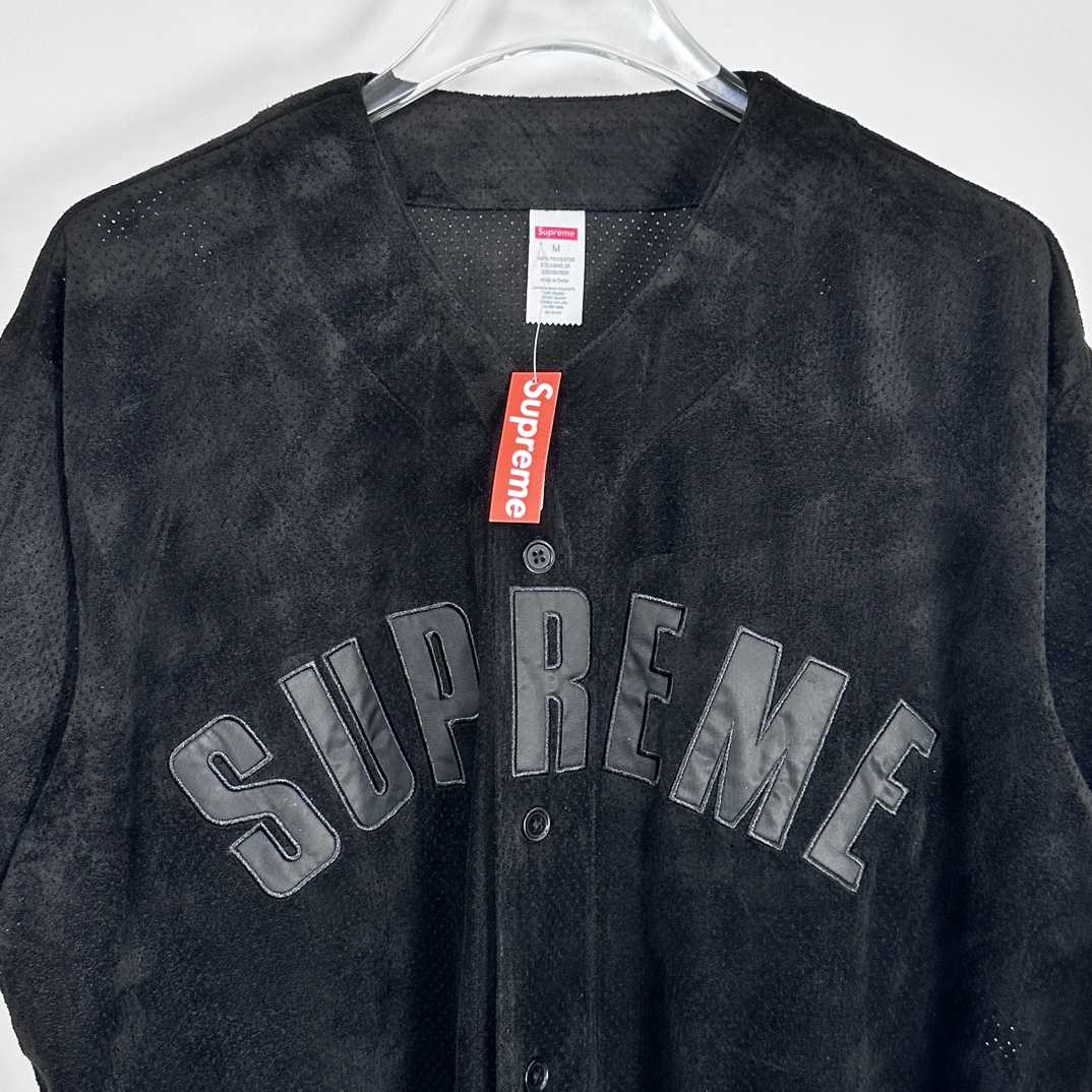 Supreme Ultrasuede Mesh Baseball Jersey - FashionPlug