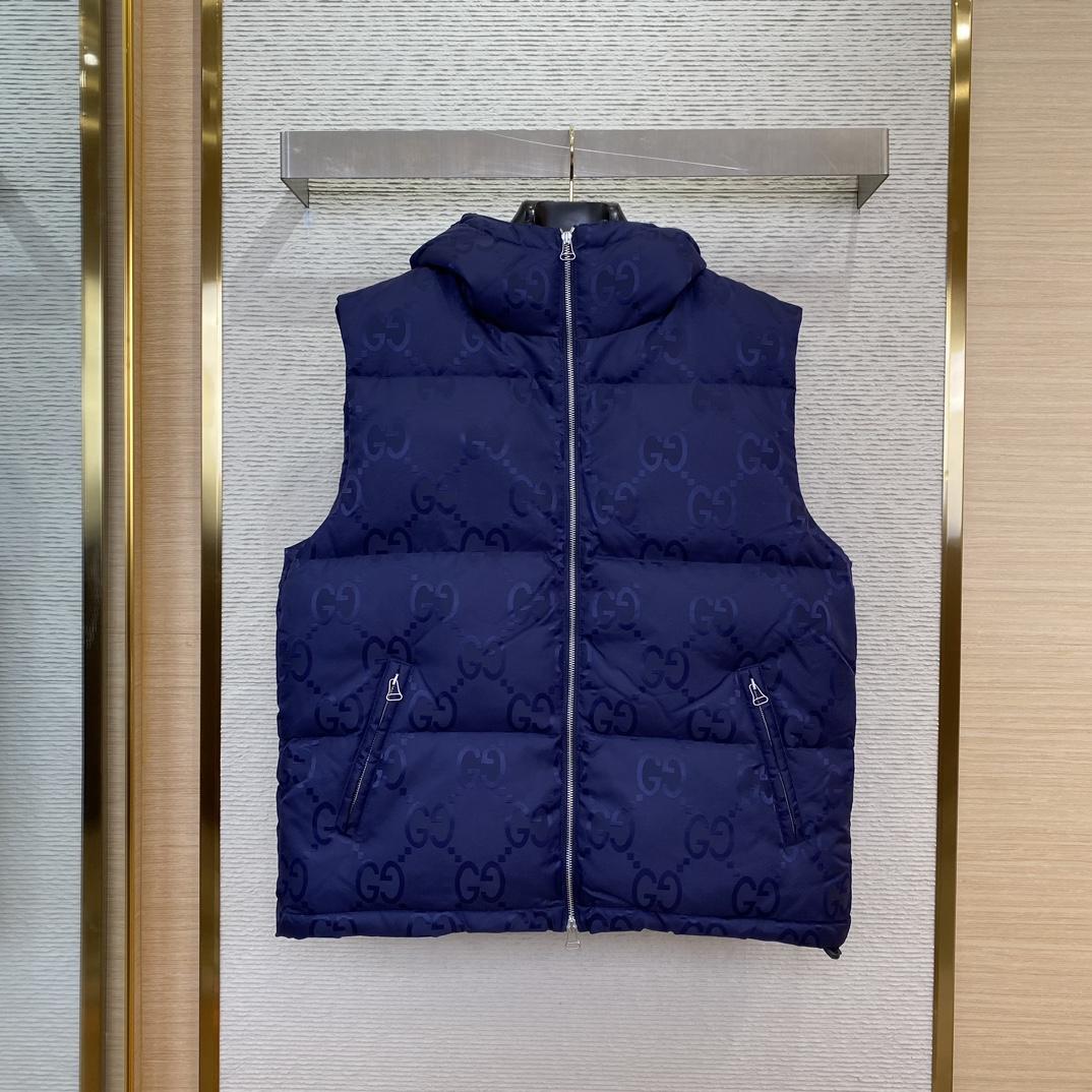 Gucci Jumbo GG Canvas Down Vest - FashionPlug