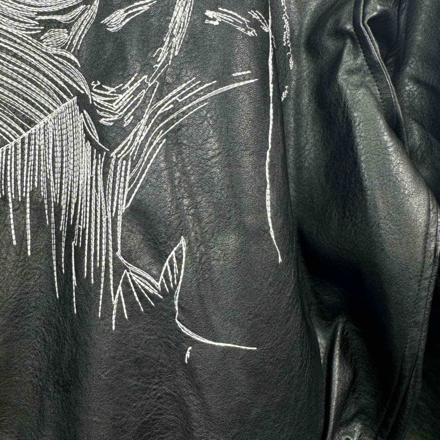 Enfants Riches Deprimes Opium Embroidered Leather Jacket - FashionPlug
