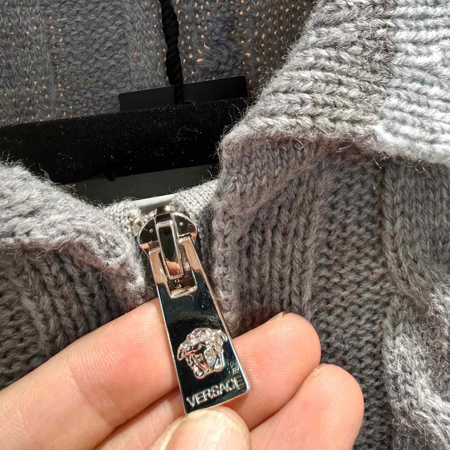 Versace 90s Vintage Logo Knit Zip Jumper - FashionPlug