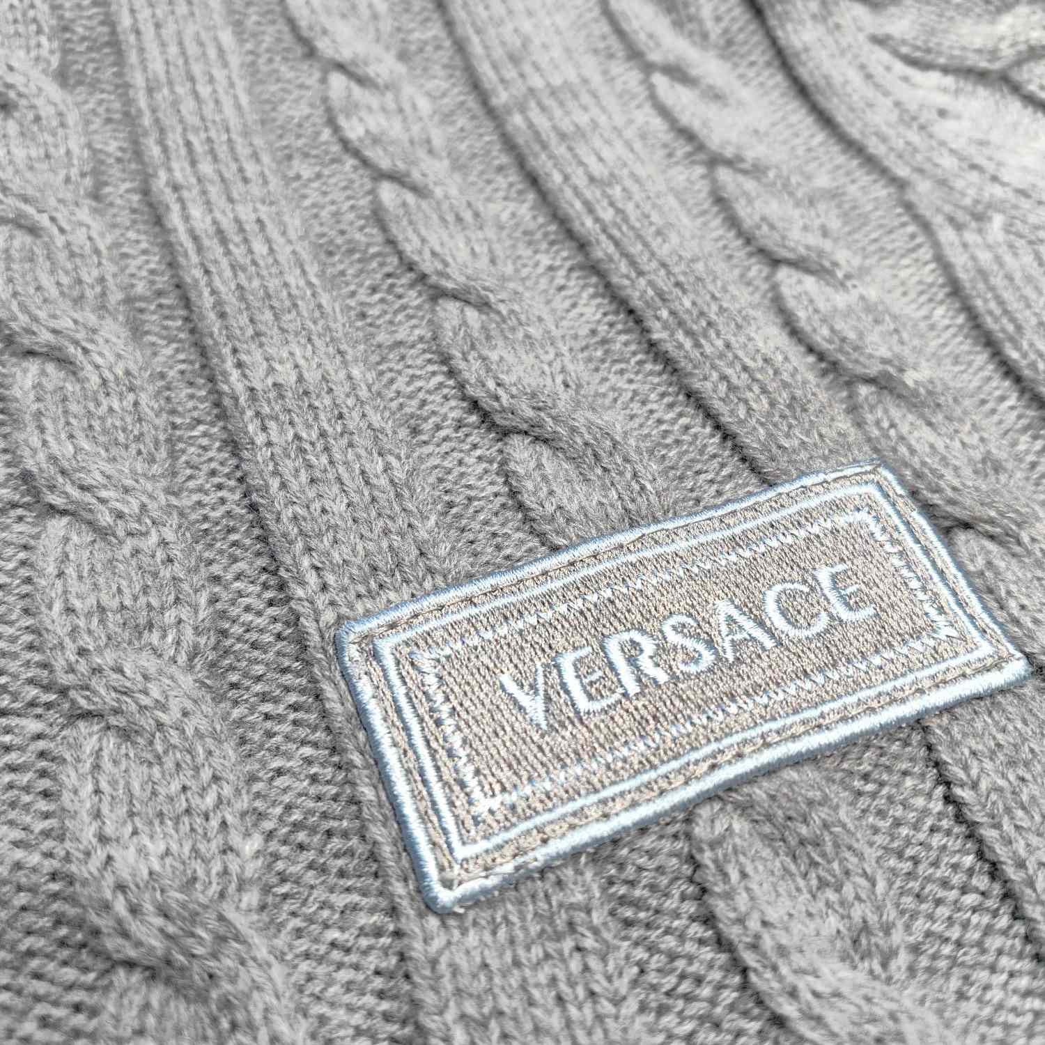Versace 90s Vintage Logo Knit Zip Jumper - FashionPlug