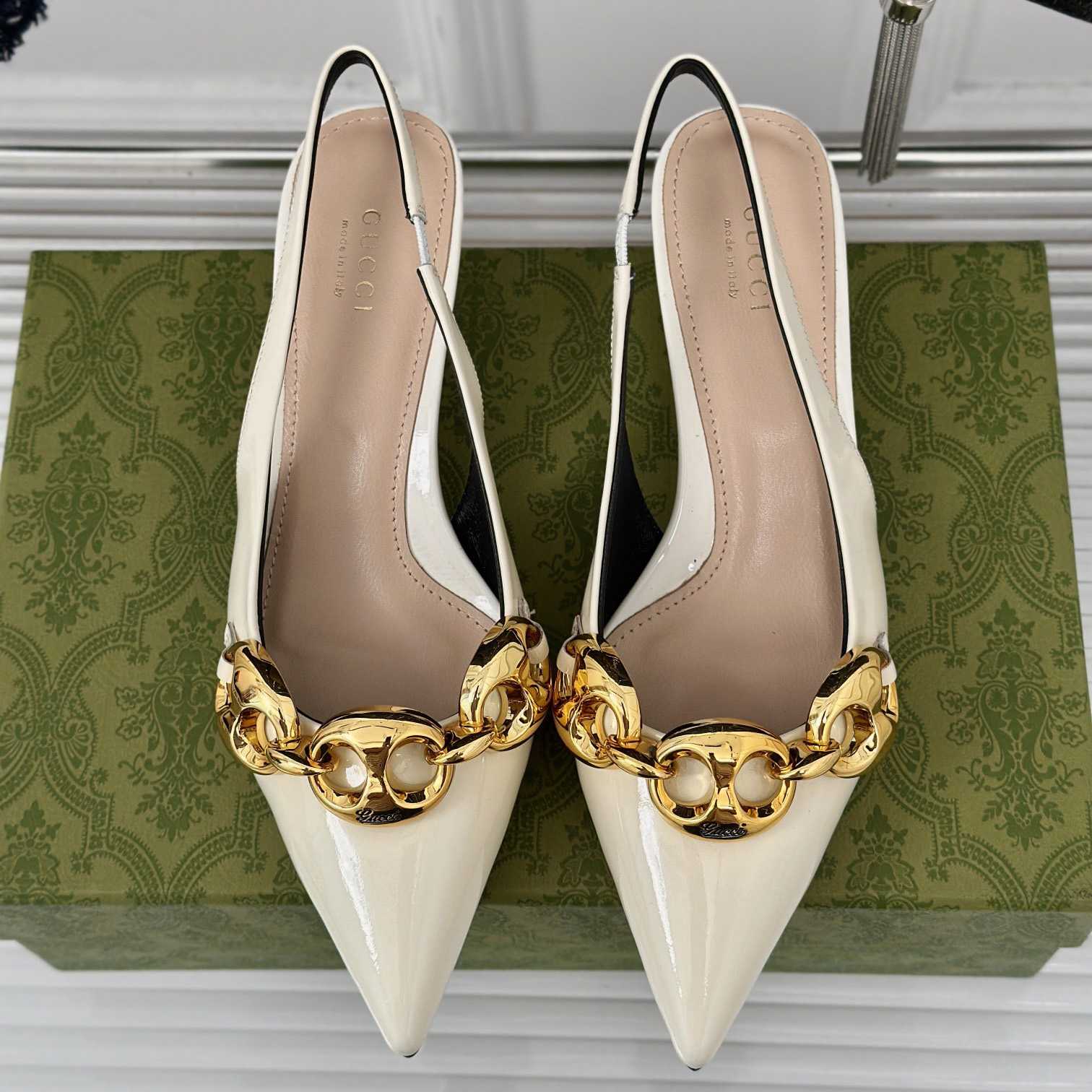 Gucci Women's Slingback With Marina Chain  - FashionPlug