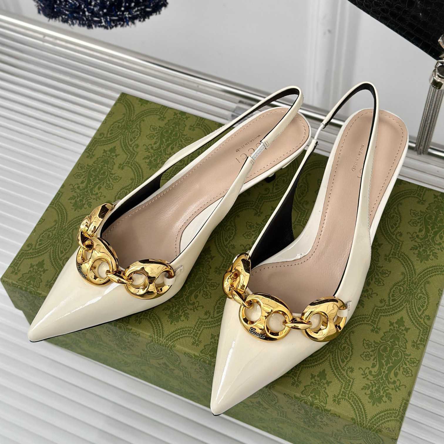Gucci Women's Slingback With Marina Chain  - FashionPlug