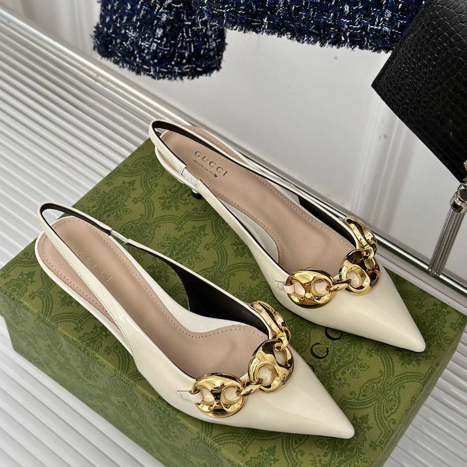 Gucci Women's Slingback With Marina Chain  - FashionPlug