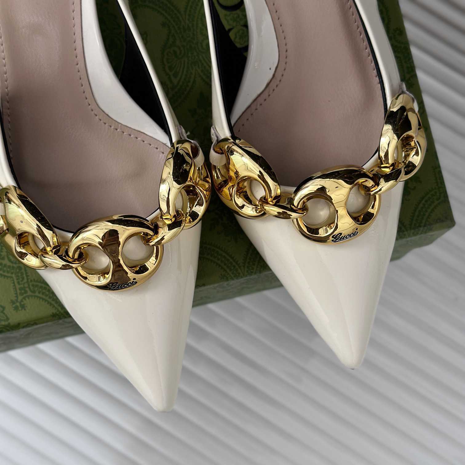 Gucci Women's Slingback With Marina Chain  - FashionPlug