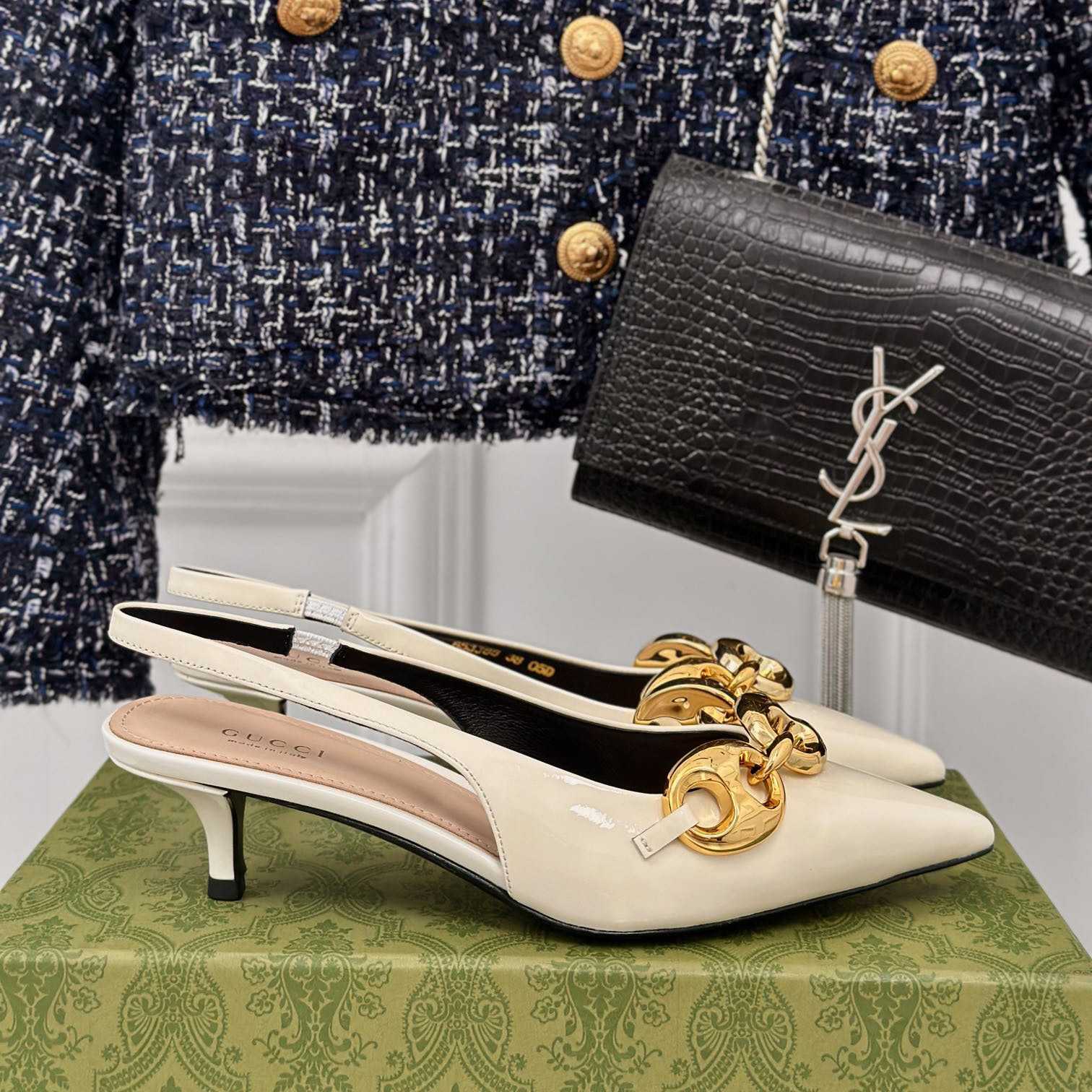 Gucci Women's Slingback With Marina Chain  - FashionPlug