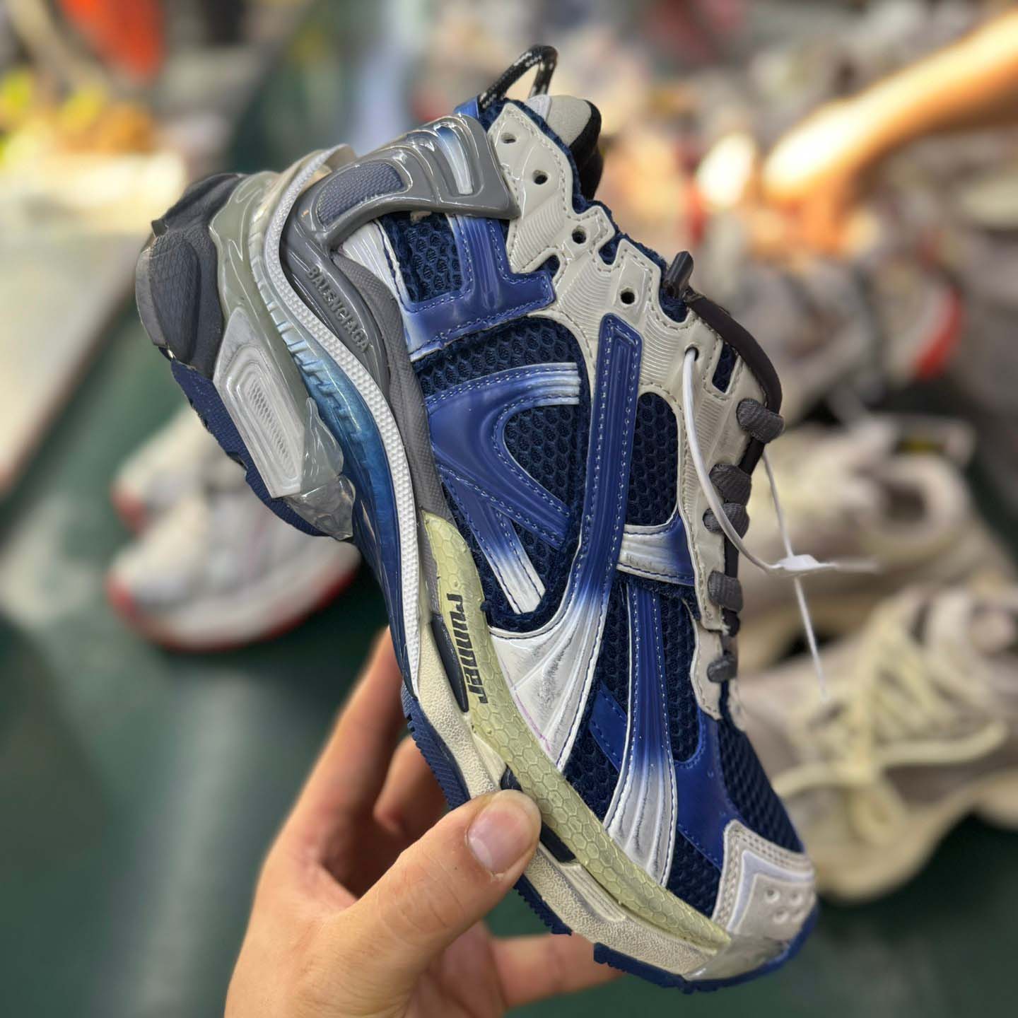 Balenciaga Runner Gradient Sneaker In Beige/navy/grey - FashionPlug