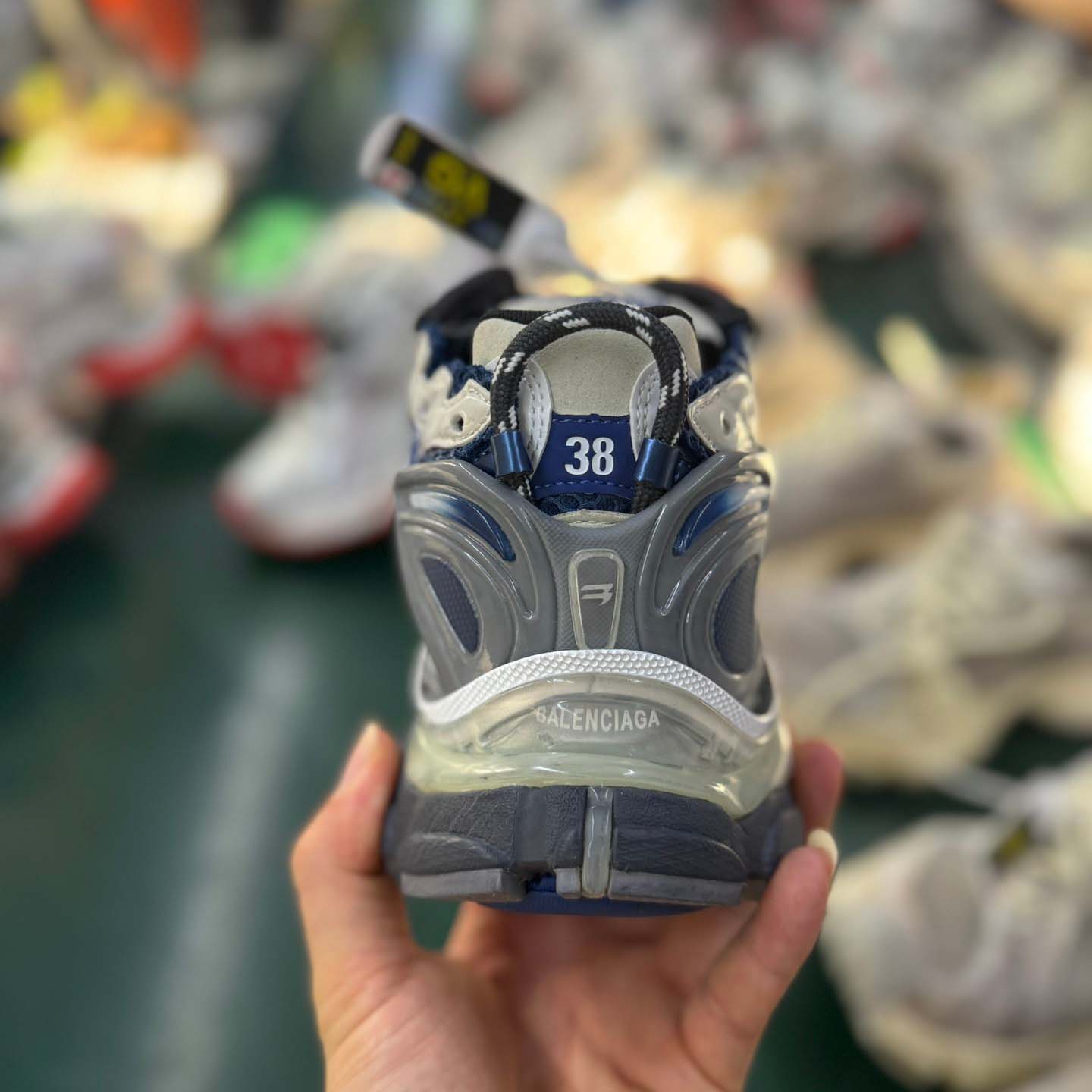 Balenciaga Runner Gradient Sneaker In Beige/navy/grey - FashionPlug