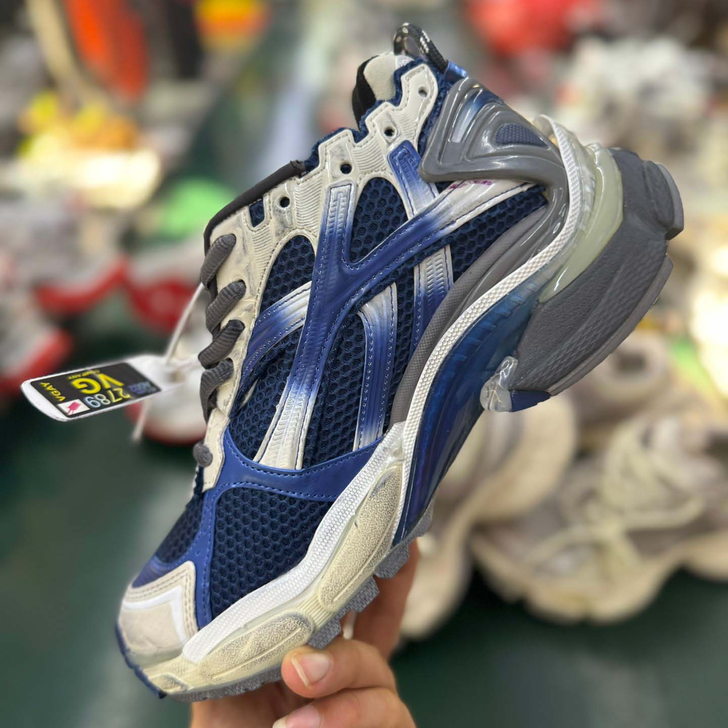 Balenciaga Runner Gradient Sneaker In Beige/navy/grey - FashionPlug